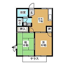 コーポ後田A 2DKの間取図画像