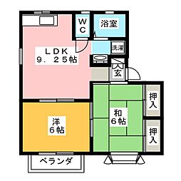 レジデンスワタナベB 2DKの間取図画像