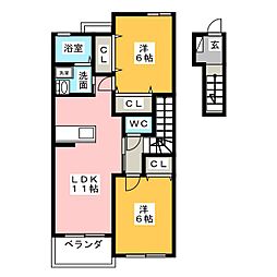 ラフレシールA 2LDKの間取図画像