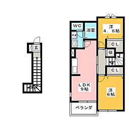 ハイツイチローB 2LDKの間取図画像