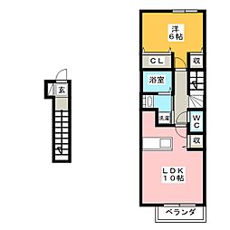 サンゼファー 1LDKの間取図画像