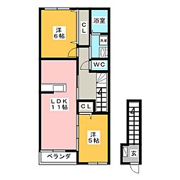 ラ・アンジュ 2LDKの間取図画像