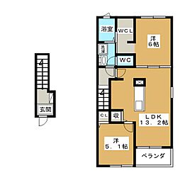 アビタシオン2 2LDKの間取図画像