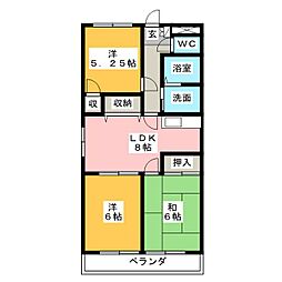 アルトラマンションB 3DKの間取図画像