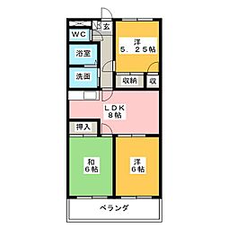 アルトラマンションA 3DKの間取図画像