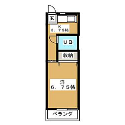 ハイツ木曾路 1Kの間取図画像