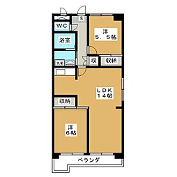 フレンドリー瑞浪2 2LDKの間取図画像