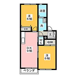 アネックスD 2DKの間取図画像