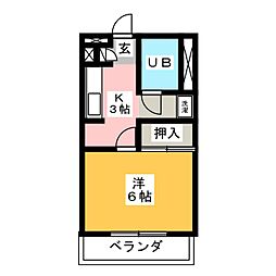 ベルサンピア妻木天神 1Kの間取図画像