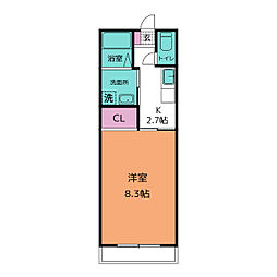 コーポカネ伊B 1Kの間取図画像