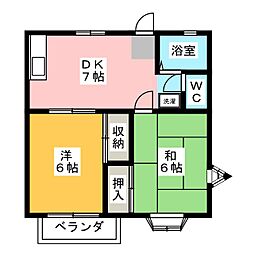 ポエム明世 2DKの間取図画像