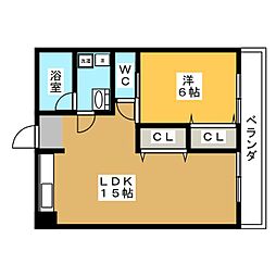 バラッド 1LDKの間取図画像