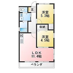 メゾンウインク 2LDKの間取図画像