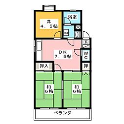 中濃ハイツ 3DKの間取図画像