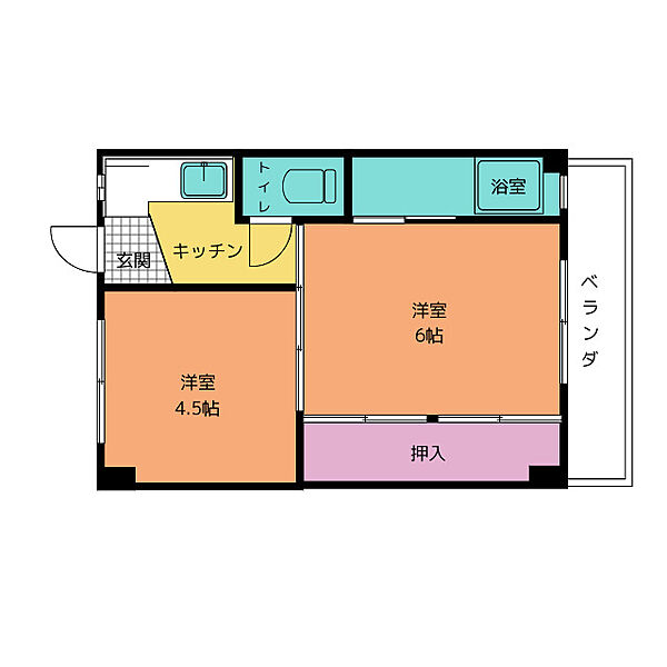 ビレッジハウス関　2号棟 ｜岐阜県関市西仙房(賃貸マンション2K・1階・28.98㎡)の写真 その2