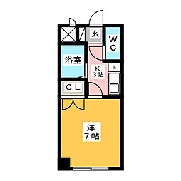 K'sFLATS 1Kの間取図画像