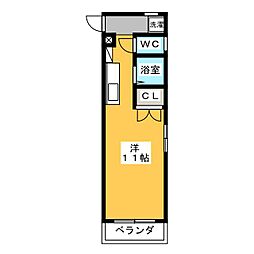 ウエストパーク寿B ワンルームの間取図画像