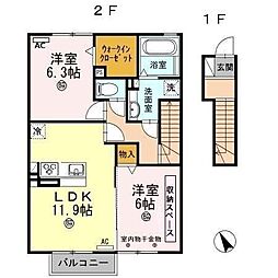 グランソレイユ 2LDKの間取図画像