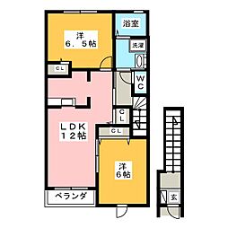 ボンボニエールA 2LDKの間取図画像