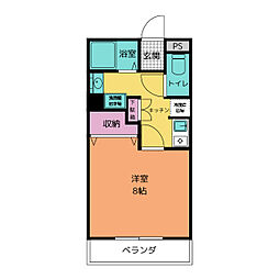 パルハウス24 1Kの間取図画像