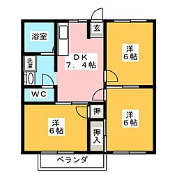ニューシティ雅2 3DKの間取図画像