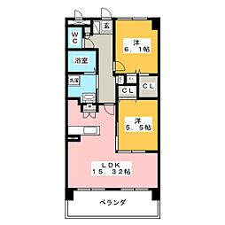 ア・ドリーム市平賀 2LDKの間取図画像