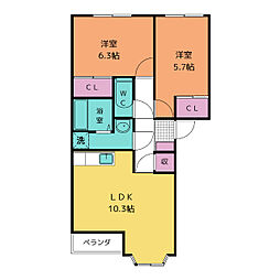 チャックベリーヒルズ 2LDKの間取図画像