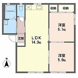 グリーンハイツSSB 2LDKの間取図画像