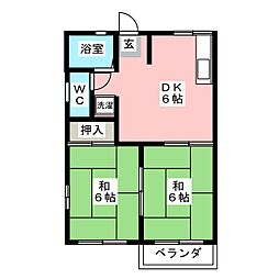 テラスト桜井A 2DKの間取図画像