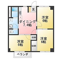 ハイマートウィング3 3DKの間取図画像