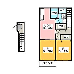 クレセントツクダS 2LDKの間取図画像