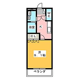 フローラルプラザ 1Kの間取図画像