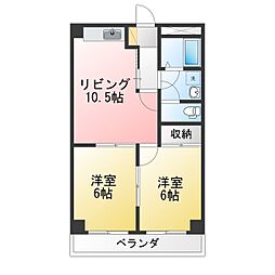 エクセル若宮 2LDKの間取図画像