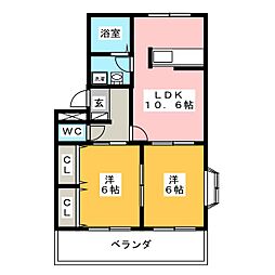 フォレストハウスN 2LDKの間取図画像