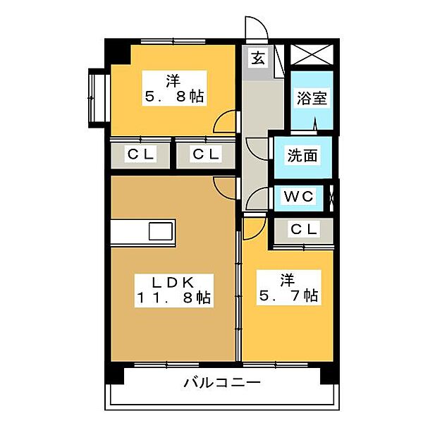 プリリアンスＴＡＫＥＫＯＳＨＩ ｜三重県四日市市久保田２丁目(賃貸マンション2LDK・2階・56.70㎡)の写真 その2