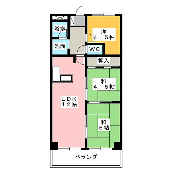 メゾン太平洋 ｜三重県四日市市鵜の森１丁目(賃貸マンション3LDK・6階・62.35㎡)の写真 その2