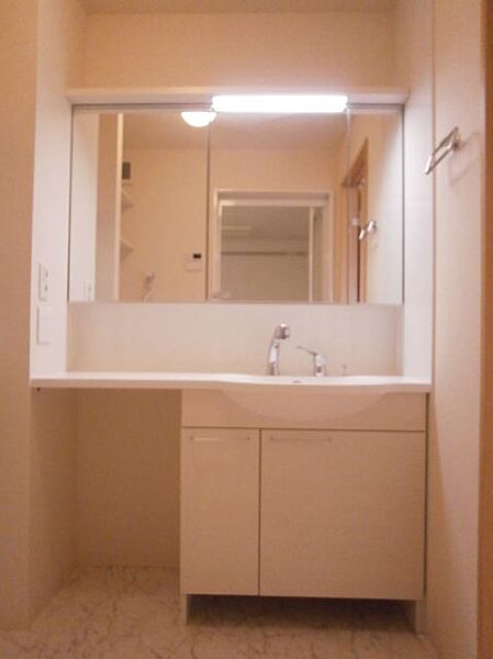 画像8:大きな鏡の洗面台