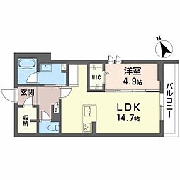 シャーメゾン桜ステージ 3階1LDKの間取り