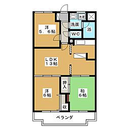 コンフォ・トゥールII 4階3LDKの間取り