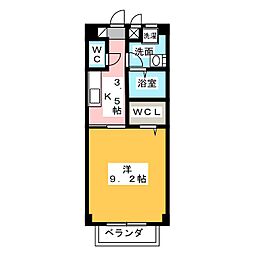エクセルハイム日野 1Kの間取図画像
