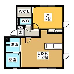 ティーズスクエアC 1LDKの間取図画像