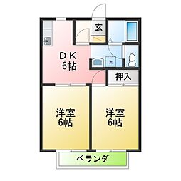 ドリームときわ 2DKの間取図画像