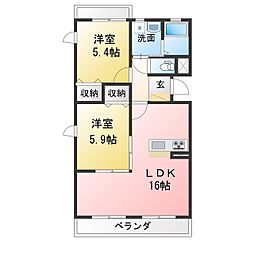 DOC中川原 2LDKの間取図画像