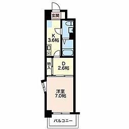 K.プレイス 1DKの間取図画像