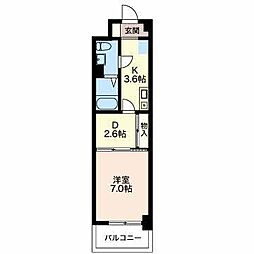 K.プレイス 1DKの間取図画像