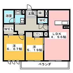 ベレオオランジュ 2LDKの間取図画像