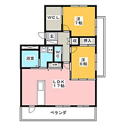 ラ・グランファミール 2LDKの間取図画像
