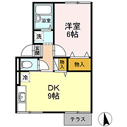カントリーハウス 1DKの間取図画像