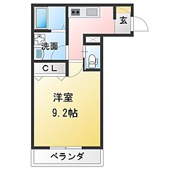 クレエドミール 1Kの間取図画像