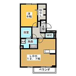 アミカブル 1LDKの間取図画像